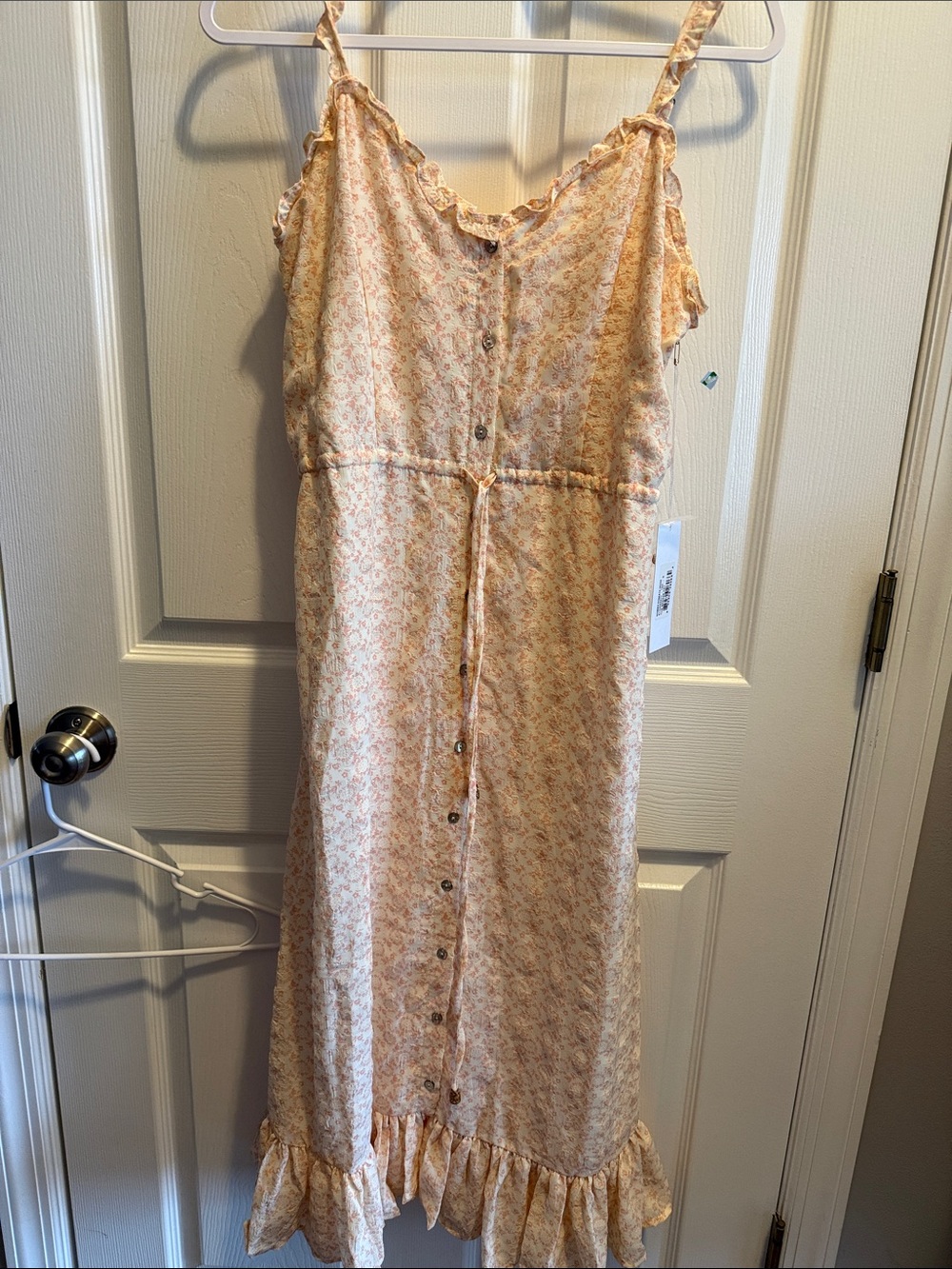 bishop + young Peach Floral Maxi Dress with Ruffle Hem